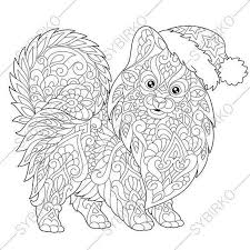 Pomeranian Spitz Dog Terrier In Santa Hat Coloring Pages Animal Coloring Book Pages For Adults Instan Puppy Coloring Pages Dog Coloring Page Coloring Pages