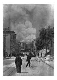 Print Of San Francisco Earthquake Pedestrians On The Street With Smoke From The Burning In 2021 San Francisco Earthquake Old Pictures History