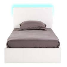 Lit Coffre 90x190 Cm Avec Led Steva Light Coloris Blanc Vente De Lit Enfant Conforama