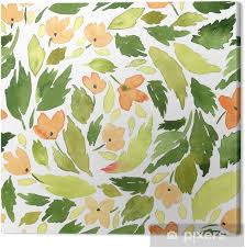 These famous flower heads can be deep orange or yellow and have a contrasting dark brown or orange center. Seamless Watercolor Pattern Tiny Orange Flowers And Green Leaves Canvas Print Pixers We Live To Change