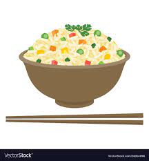 Fried Rice In Bowl With Chopsticks Royalty Free Vector Image Vegetable Illustration Food Illustrations Fried Rice