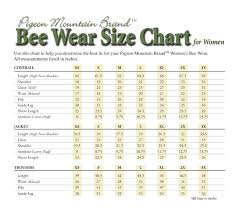 Size Charts Bee Wear Shop