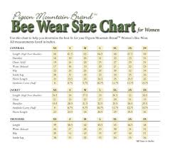 size charts bee wear shop