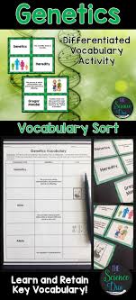 Genetics Vocabulary Sort Life Science Middle School Genetics Activities Science Vocabulary