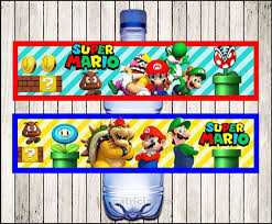 Super Mario Bros Water Labels Instant Download Mario Bros Mario Birthday Party Mario Bros Party Mario Bros