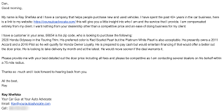 Sometimes used cars are purchased from individuals rather than dealerships, which can require more of the buyer's participation in the process of transferring the ti. Negotiate A Car By Email With Templates Yaa