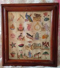 Mexican Loteria Drawing Watercolor Barrera 1930 S Rare Lottery Folk Art Framed Gerahmte Kunst Kunstproduktion Zeichenvorlagen