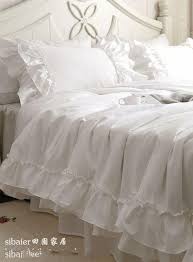 Romantische Witte Falbala Ruches Kant Beddengoed Sets Prinses Dekbedovertrek Set Effen Kleur Trooster Sets Twee Volledige Konin Dingen Om Te Kopen 2019 Nevresim Yatak Odasi Ve Tasarim
