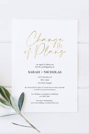 Change Of Plans Wedding Template Postponement Or Elopement Instant Download Pdf Gold Printable Or Digital Template 5x7 In 2021 Addressing Wedding Invitations Wedding Announcements Wording Wedding Planning