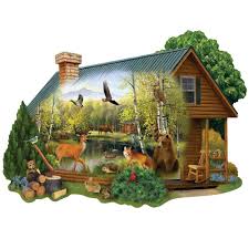 Shaped christmas puzzle ~ complete ~ victorian poinsettia. Cabin In The Wild 750 Piece Shaped Jigsaw Puzzle Bits And Pieces Uk