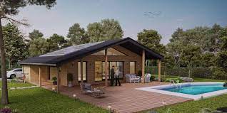 Perspectiva design propose ici un bardage extérieur très moderne, avec un habillage en béton de la terrasse (en option) qui confère à cette maison de 100 m2 une impression de volume. Ami Bois Constructeur De Maisons En Bois