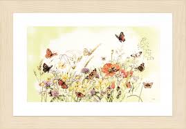 It is framed in a deep pine with no matt i have the pattern but haven't started it yet. Lanarte Marjolein Bastin Flowers Butterfly M Cross Stitch Corner