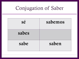 in your notes what are the conjugations of the verbs