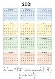 Years with same calendar as 2021. 2021 Inspiring Calendar With Quote Perencanaan Papan Jadwal Buku Kliping