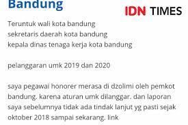 Gaji pegawai dishub bandung 2019 : Gaji Dibayar Tak Sesuai Tenaga Honorer Laporkan Wali Kota Bandung Idn Times