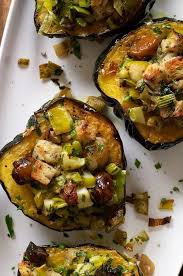 Baked Acorn Squash With Chestnuts Apples And Leeks Recipe Recipe In 2020 Roasted Vegetable Recipes Recipes Acorn Squash