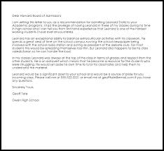 Academic Recommendation Letter Example Letter Samples Templates