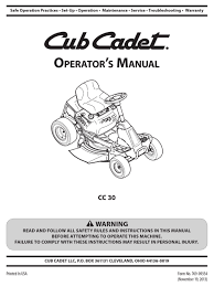 Service manual for cub cadet zero turn rider. Cub Cadet Cc 30 Operator S Manual Pdf Download Manualslib