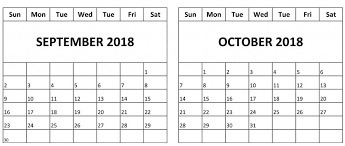 Blank Calendar September October 2018 October Calendar September Calendar 2018 September Calendar