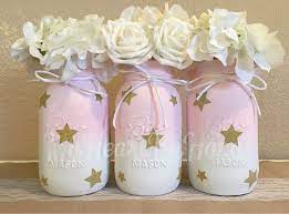 Baby Shower Mason Jars Twinkle Twinkle Little Star Painted Mason Jars Nursery Mason Jar Baby Shower Girl Baby Shower Decorations Twinkle Twinkle Baby Shower