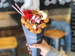 Bubble waffle ice cream cone. We Tried The Bubble Waffle Cone Gelato Creations At Michigan S First Bubbleology Mlive Com