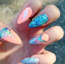 It's perfect for weddings or your prom. Peach Acrylic Nail Designs Share Your Nails Peach Nail Art Peach Nails Blue Nail Art Designs
