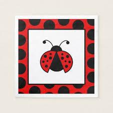 Black And Red Dot Ladybug Red And Black Polka Dotted Ladybug Party Napkins Zazzle Com Ladybug Party Party Napkins Polka Dot Birthday