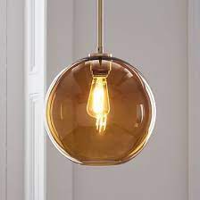 Sculptural Glass Globe Pendant Medium Amber Glass Lighting Globe Pendant Light Unique Light Fixtures
