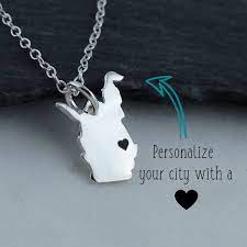Personalized West Virginia State Charm Necklace With Engraved Etsy Sterling Silver Pendants State Necklace Charm Necklace