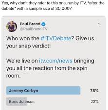 Itv Debate Poll Jeremy Corbyn Supporters Share False Claim Opinion Poll Was Released Before Leaders Debate
