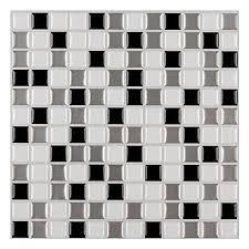 Black And White Stick On Wall Tiles Ecoart Peel And Stick Wall Tile For Kitchen Bathroom Backsplash With Mosaic Design Black Grey White 1 Instant Mosaic Decorative Wall Tiles Peel And Stick Tile