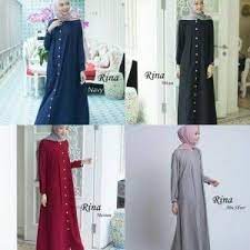 Maxi Rina Full Kancing Depan Model Pakaian Muslim Model Pakaian Pakaian