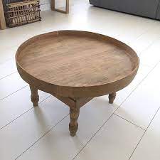 marokkaans bijzet tafeltje rond hout met rand tafel woonkamer tafels hout
