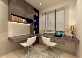 Brilliant L Shaped Study Table And White Unique Chairs In White Study Room Design Feat Built In Cr Modern Study Rooms Study Room Design Modern Home Office Desk