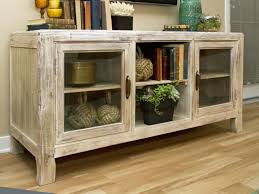 Neutral Wood Cottage Style Credenza With Glass Doors Living Room Console Decor Home Decor