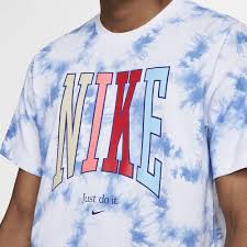 Black And White Tie Dye T Shirt Mens Nike Americana Tie Dye T Shirt White Pacific Blue In 2020 Dye T Shirt Tie Dye White Shirt Tie Dye Fashion