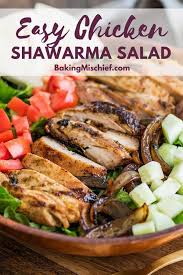 Chicken Shawarma Salad Tender And Juicy Marinated Chicken Thighs Served Up On A Bed Of Crispy R Marinated Chicken Thighs Chicken Shawarma Quick Healthy Dinner