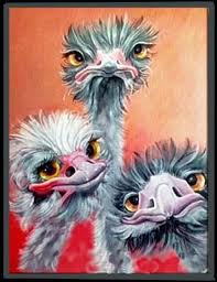 3 Crazy Ostriches Diamond Painting Animal Paintings Animal Drawings Animal Art