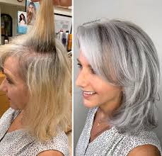 Instead Of Covering Grey Roots, This Hairdresser Makes Clients Embrace It  With His Powerful Transformations (35 Pics)