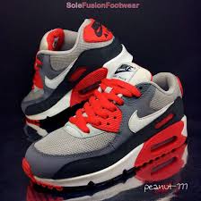 Nike Boys Air Max 90 Grey Red Black Trainers Sz 5 Girls Sneakers Us 5 5y Kids 38