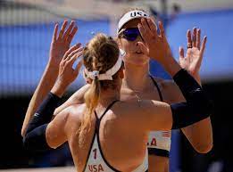April ross of the united states plays a shot with kerri walsh jennings during the beach volleyball women's bronze medal match at the rio 2016 olympic games. Olympics Latest Us Women Open With Beach Volleyball Win More Simone Biles Americans Italy Team Usa The Independent