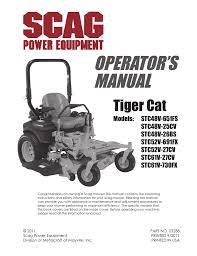 Deck roller / scag 482295. Scag Power Equipment Tiger Cat Stc52v 691fx Operator S Manual