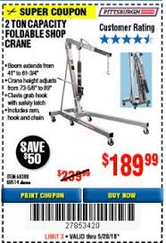 A wide variety of harbor freight hoist options are available to you, such as construction hoist, mining hoist. Harbor Freight Tools Coupon Database Free Coupons 25 Percent Off Coupons Toolbox Coupons 2 Ton Foldable Shop Crane