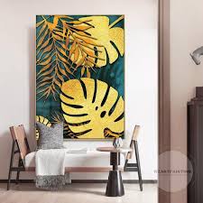 Modern Gold Turtle Leaf Print Painting On Canvas Large Wall Art Pictures Ready To Hang Painting Wall Art Pictures Wall Art Pictures Wall Painting Art Painting