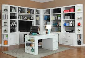 Parker house boca 12pc corner library bookcase wall unit with desk in cottage white finish. Library Walls Parker House Furniture