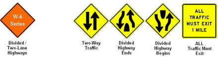 The divided highway ends sign is installed on a physically divided highway to warn you that the highway ahead will no longer be divided. Road Signs And Markings Drivers Education In California My California Permit