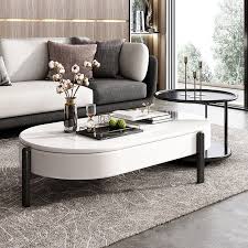Lift Top Storage Coffee Table And Side Table Set Modern Oval Coffee Table White And Black Lacquer Table In 2020 Modern Furniture Table Decor Living Room Coffee Table