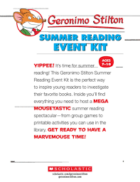 Free printable holiday worksheets pdf. Geronimo Stilton Summer Reading Event Worksheets Printables Scholastic Parents