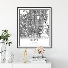 Kyoto Map Print Japan Map Art Poster City Map Wall Art Map Etsy Japan Map Map Wall Art Map Art