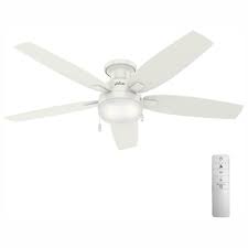 The minka aire concept ii flush mount ceiling fan is ideal for low ceilings with a total height of 12 inches with or without the led integrated light. Hunter Fan Company Duncan 52 In Led Indoor Fresh White Flush Mount Smart Ceiling Fan With Light And Wink Remote Control 59186w The Home Depot